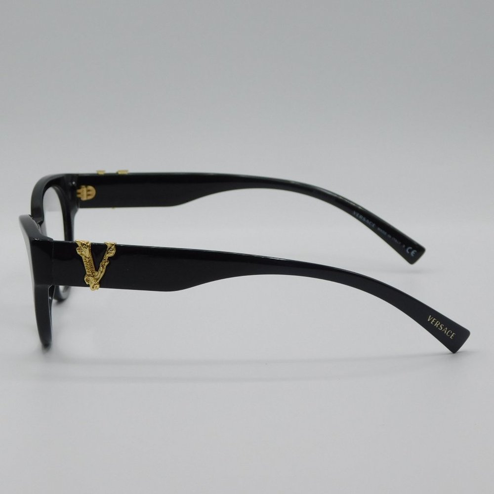NEW VERSACE VE3282 GB1 BLACK CAT EYE WOMEN AUTHENTIC EYEGLASSES 53-19-140 - Picture 5 of 11